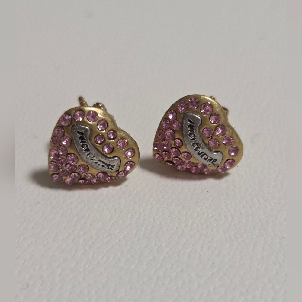 Juicy Couture Gold and Pink Heart Earrings